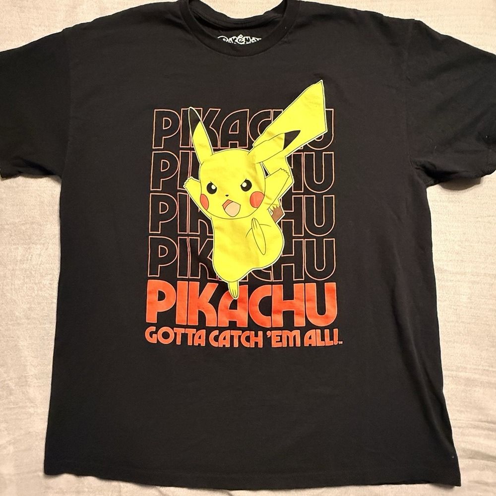 Pokémon Pikachu Graphic Tee Shirt Men's Size XL Black "Gotta‎ Catch 'Em All"